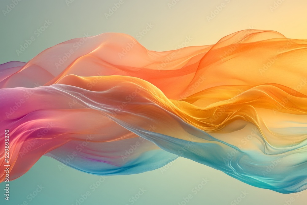 Aufkleber flowing abstract fabric in vibrant colors creates a dynamic visual display of movement and light at 