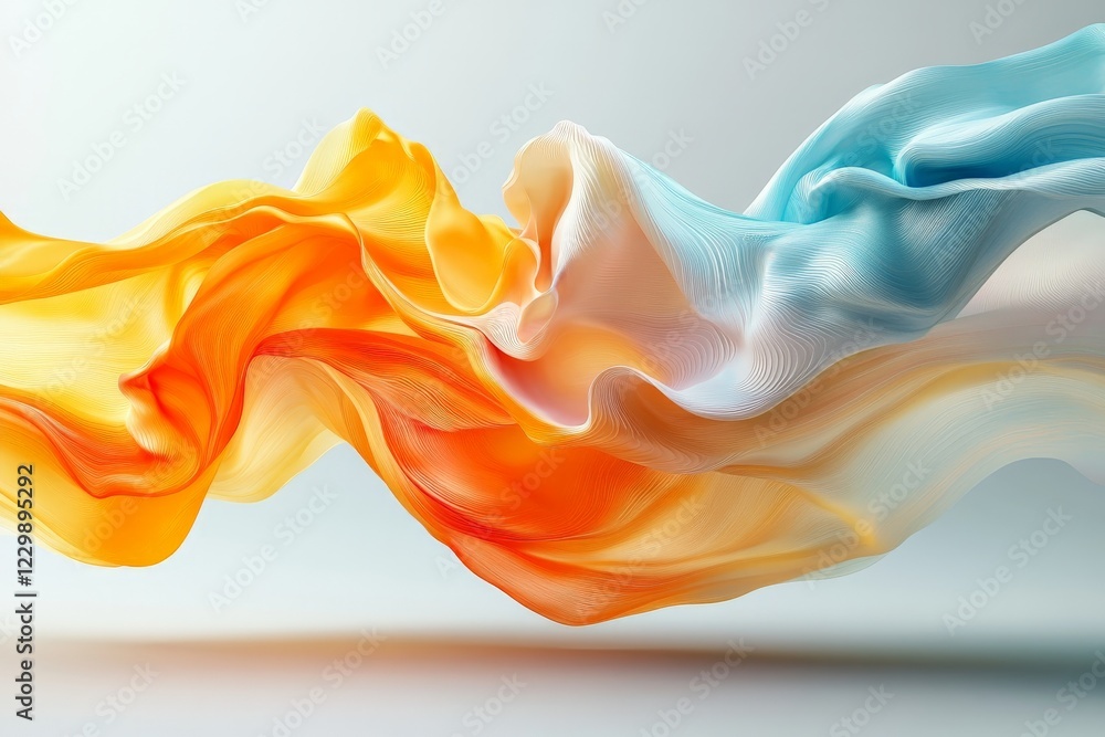 Aufkleber colorful silk fabric swirling in the air creating dynamic patterns and textures during bright daylig