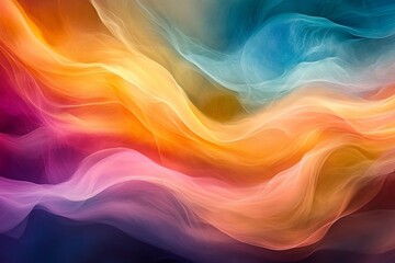 Obraz premium Colorful abstract wave patterns create a stunning visual harmony in vibrant hues of orange, blue, and pink