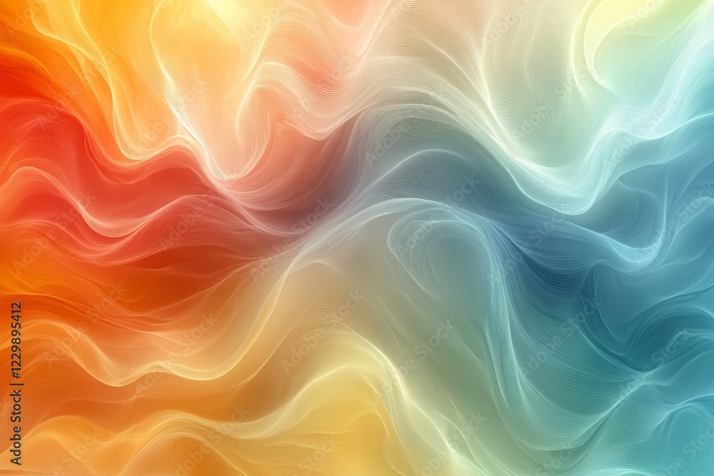 Poster Colorful abstract wave patterns flow seamlessly in vibrant hues across the canvas