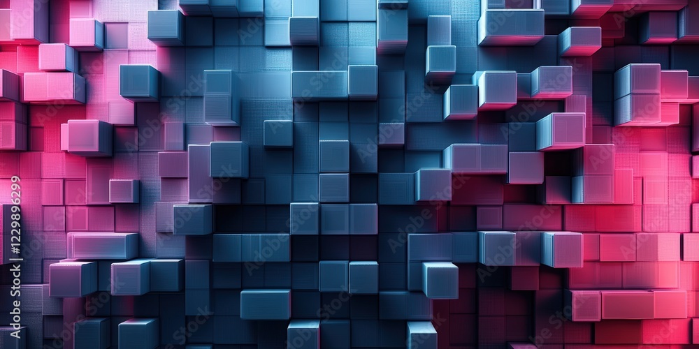 Poster colorful assortment of cubes in various shapes and sizes arranged on a flat surface