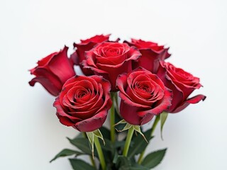 A vibrant display of red roses against a clear blue sky generative ai