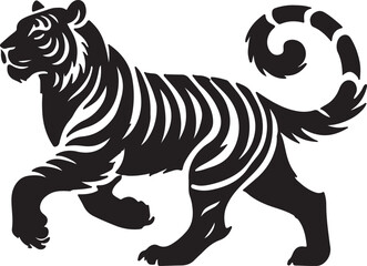 Tiger Silhouette isolated on white background Minimalist tiger vector shape icon
