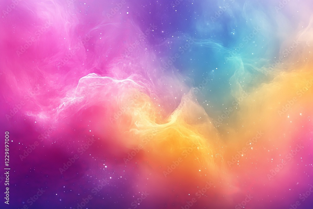 Poster colorful cosmic clouds swirl in a vibrant display of hues in a deep space setting at night