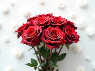 Fototapeta premium A vibrant display of red roses against a clear blue sky generative ai