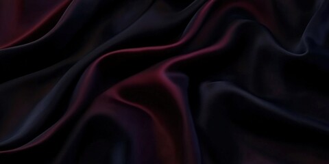 Fototapeta premium Elegant Silk Fabric with Dark Shades of Black, Gray, Burgundy, and Red on a Smooth Texture Creating an Artistic Background for Photography and Design