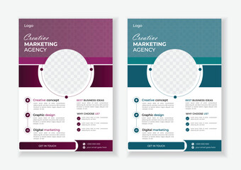 a bundle of 4 templates of different colors a4 flyer template, modern business flyer template, abstract business flyer and creative design, IT company flyer and editable vector template desig