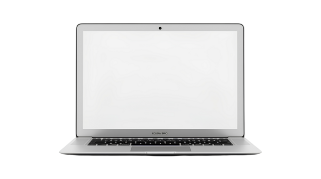Laptop with a blank screen isolated on a transparent PNG background for product display. - Powered by Adobe