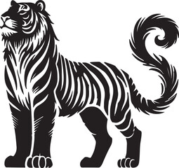 Tiger Silhouette isolated on white background Minimalist tiger vector shape icon
