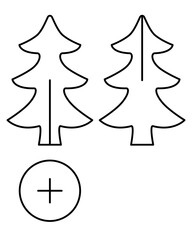 Christmas tree cut model. DIY Christmas tree, Printable DIY template for 3D figurine simple cardboard craft Christmas tree. Vector image of details for laser cutting.