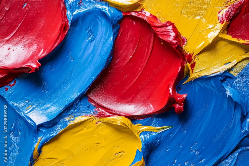 Aufkleber Vibrant display of colorful paint swirls on canvas creating an abstract art piece
