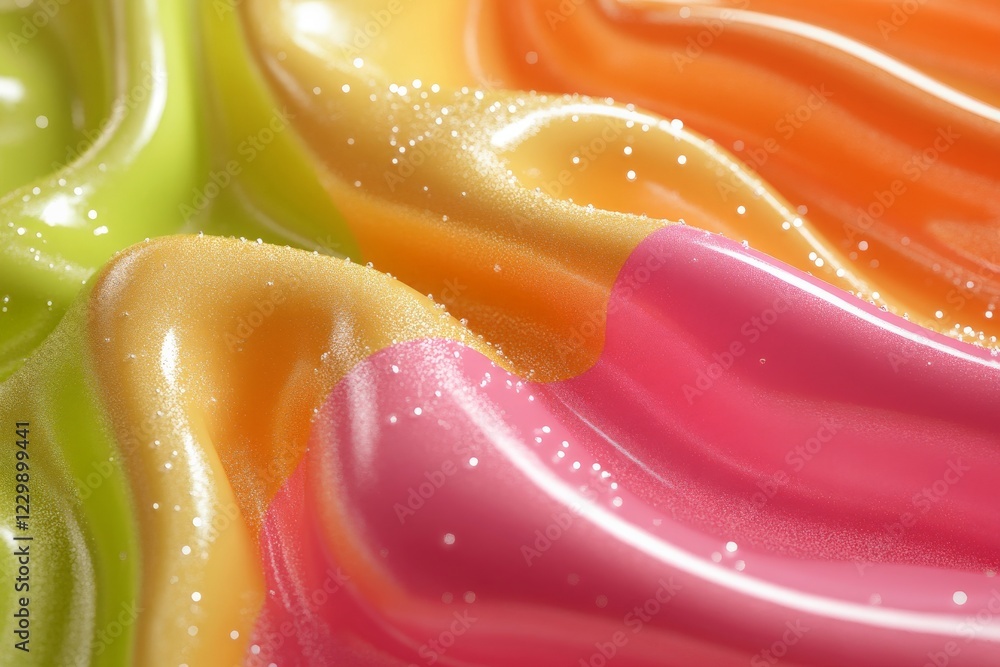 Poster Colorful liquid waves with shimmering texture create an enticing visual display