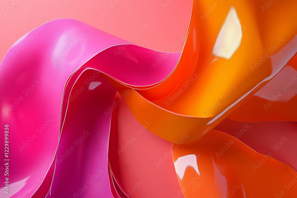 Poster colorful flowing ribbons create a vibrant abstract design against a soft background in warm tones