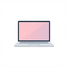 clip art vector minimalist laptop open in isolated background, generative ai