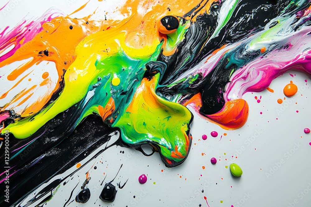 Poster vibrant colors swirling together on canvas create an abstract masterpiece during an art session
