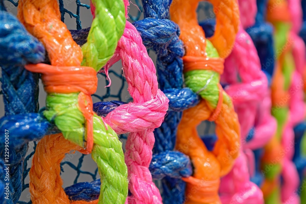 Poster Colorful ropes intertwined in a vibrant display creating an engaging texture