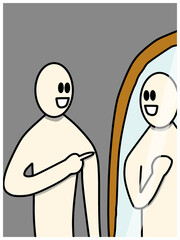 illustration of a person looking in the mirror