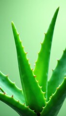 Fresh aloe vera leaf, vibrant green, isolated , gel, juicy, plant parts