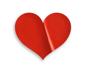 Fototapeta premium red heart glued sticker mockup on white