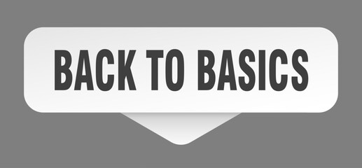 back to basics sticker. back to basics sign isolated on gray background