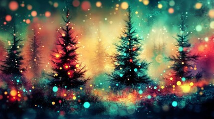 A magical woodland experience featuring festive decorations and luminous foliage.