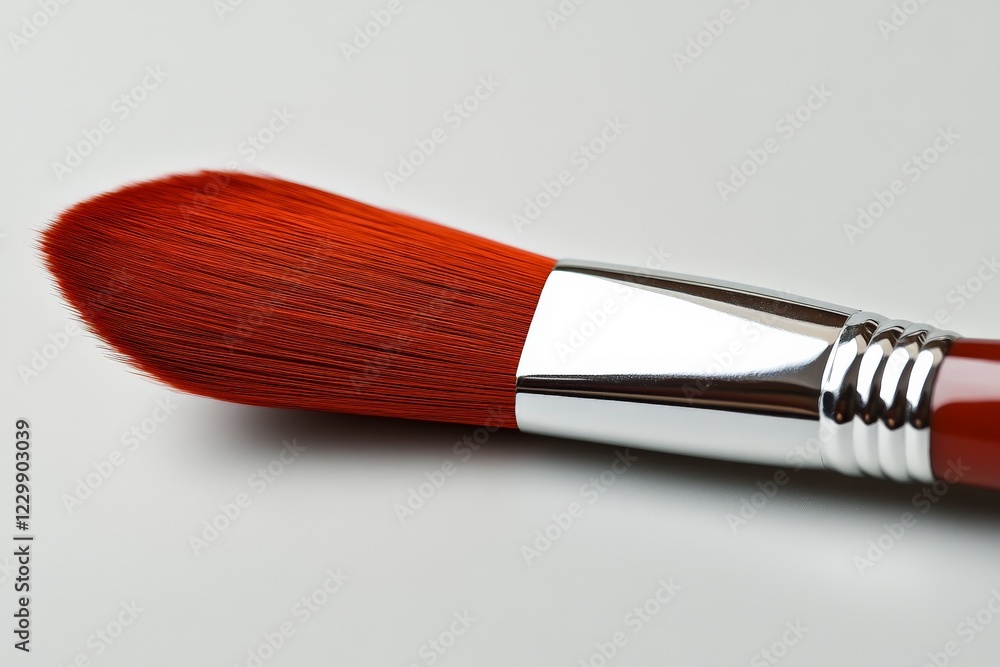 Poster close-up view of a vibrant red paintbrush highlighting artistic creativity and craftsmanship during 