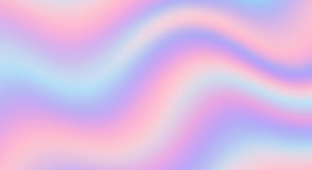Holographic Gradient Background: An abstract swirl of pastel pink, blue, and purple hues create a dreamlike, ethereal background with an iridescent holographic effect.