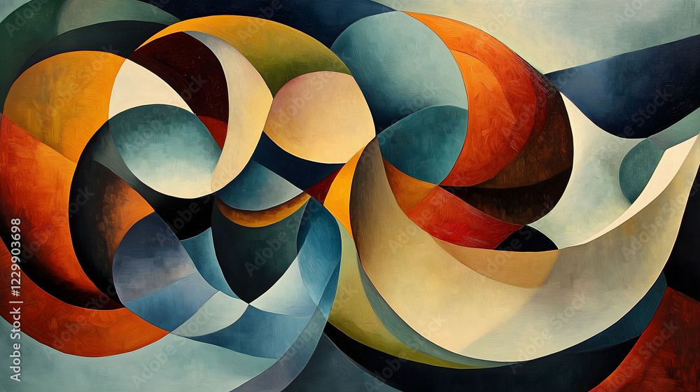 Poster swirling colors create a vibrant abstract composition showcasing dynamic shapes and harmonious tones