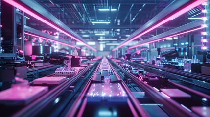 Fototapeta premium Futuristic neon lights and digital circuit board in a techno inspired modern design creating a mesmerizing and immersive digital landscape