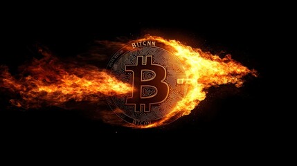 Glowing Bitcoin Coin Surrounded by Digital Elements for Educational Content on Cryptocurrency