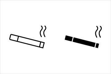 Cigarette vector icon in solid and outline style on white background
