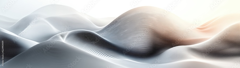 Poster abstract 3d background featuring wavy lines and fluid shapes in soft color palette