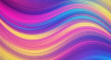 Fototapeta premium Abstract Rainbow Waves: A vibrant and dynamic abstract background featuring flowing, wavy lines in a spectrum of bright colors, including pink, blue, and yellow. This image evokes a sense of energy.