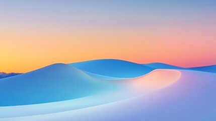 Captivating sunset casting a warm glow on snow-blanketed hills.