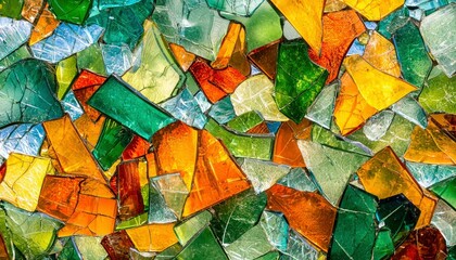 Colorful Shattered Glass Mosaic Abstract Art