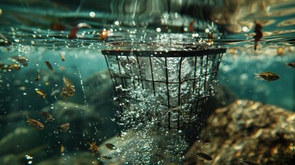 Underwater Bait Dispersion with Fish Gathering for Fishing Enthusiasts and Nature Lovers