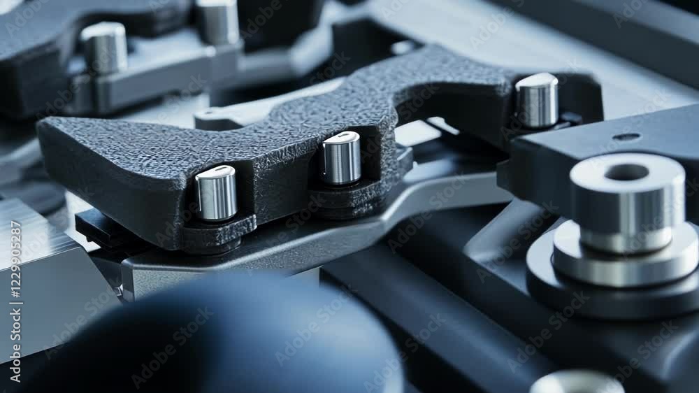 Poster a detailed shot of a robotic gripper designed for handling delicate materials featuring soft rubberi