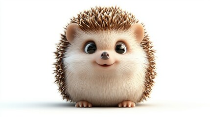 Cute cartoon hedgehog, white background, children's book illustration