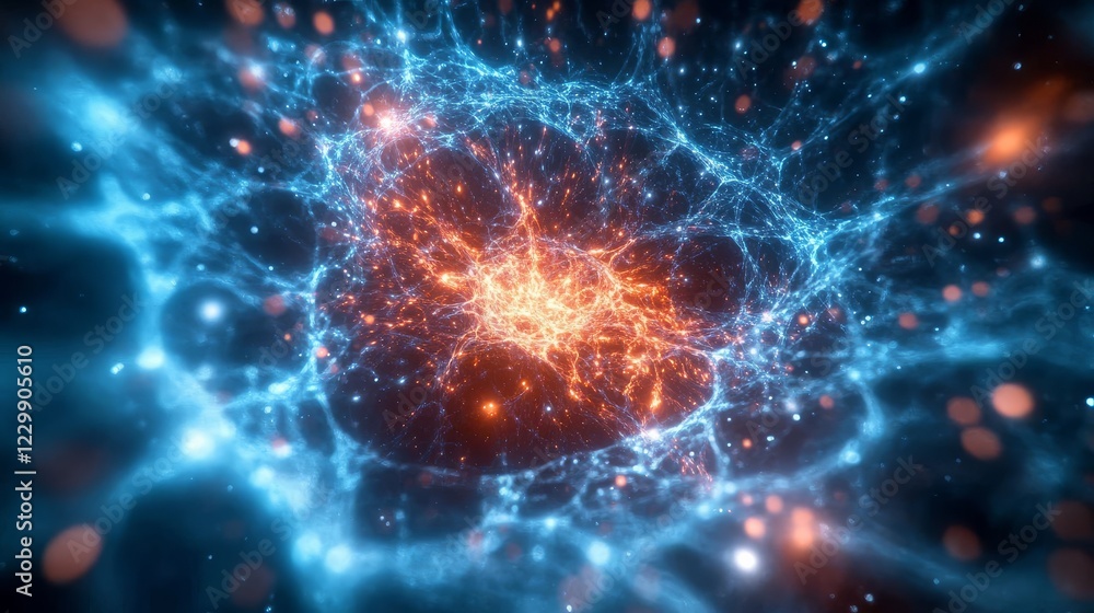 Aufkleber mesmerizing display of energy in a colorful cosmic setting.