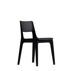 Plastic indoor chair matte black color in minimalistic style on transparent background