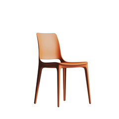 Plastic indoor chair matte apricot color in minimalistic style on transparent background