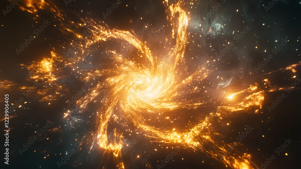Aufkleber abstract representation of fire swirling in a cosmic environment of stars and space. generative ai