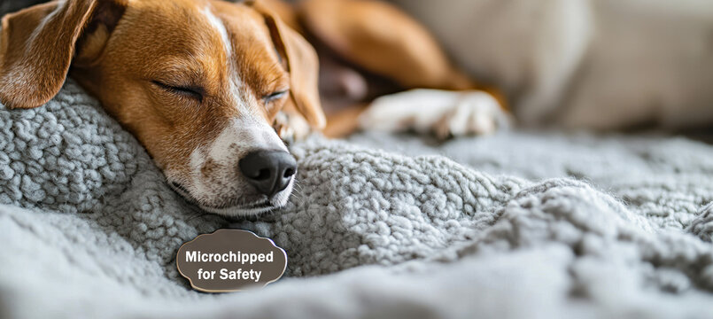 Responsible Pet Ownership: Microchipped for Safety - Cozy Pet Resting on Blanket