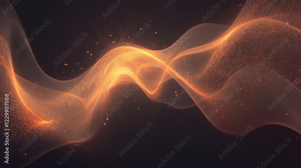 Poster an abstract financial graph with glowing data points and smooth lines, set against a dark gradient b