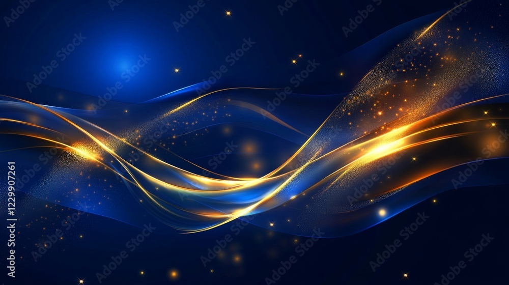 Leinwandbilder an abstract gold price line chart on a dark blue background with glowing data points and a smooth cu