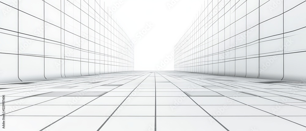 Poster abstract white background featuring intricate lines and grid patterns for design or art projects