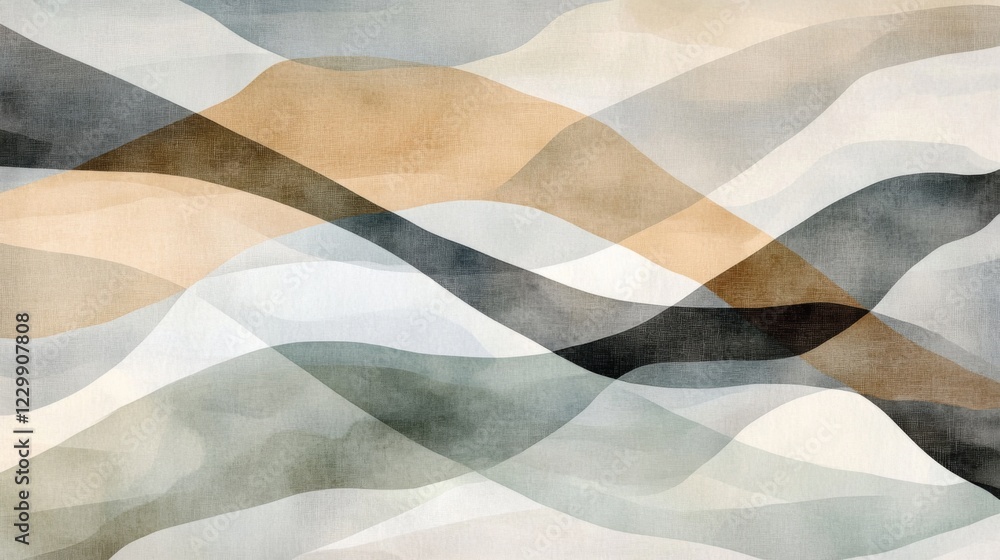 Aufkleber an abstract watercolor background in soft pastel shades with flowing, organic shapes, creating a cal
