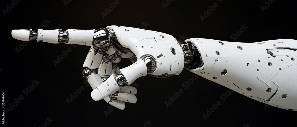 Aufkleber white robot standing against a solid black background with a futuristic design and modern features