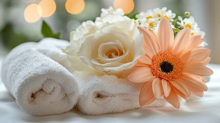 Spa towels with flowers.