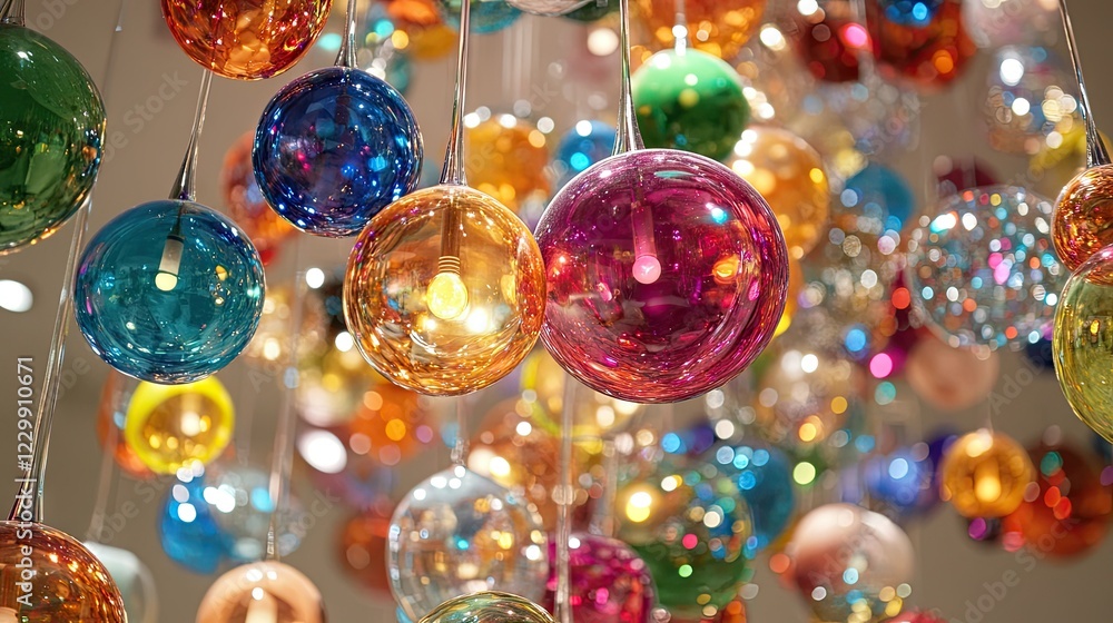 Canvas Prints a dynamic explosion of colorful glossy spheres suspended in mid-air.